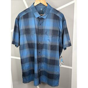 NWT Kuhl Response Men’s XXL Short Sleeve Button Up Shirt Shadow Blue Stretch